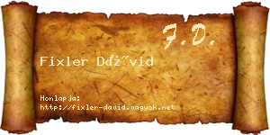 Fixler Dávid névjegykártya
